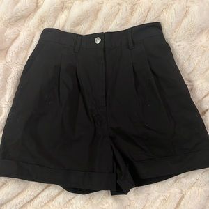ASOS black pleated high waisted shorts